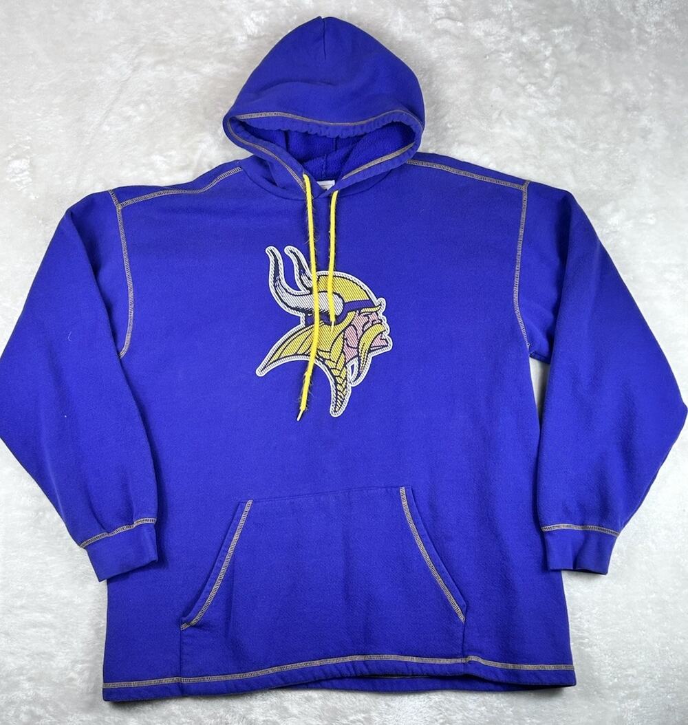 Vintage Minnesota Vikings Sweatshirt Adult XL Purple Hoodie Made In USA NFL Y2K